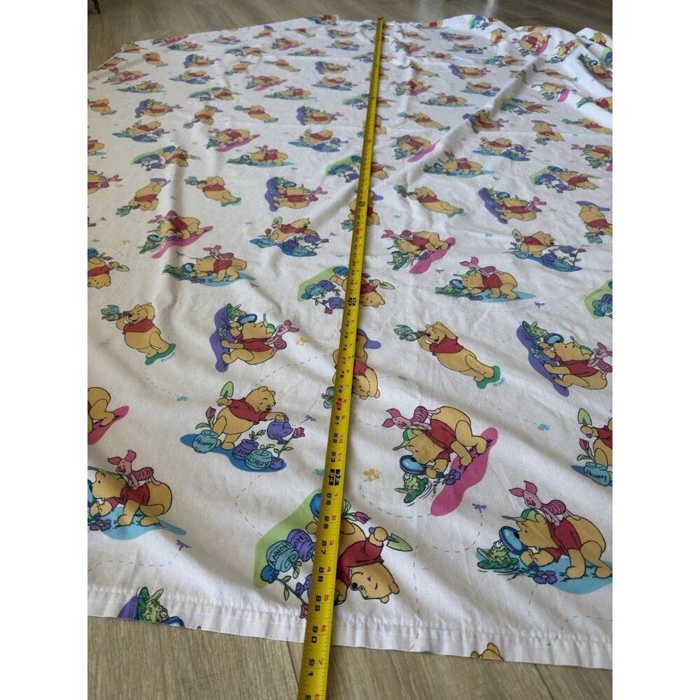 Disney Winnie the Pooh & Piglet Twin Flat Sheet Gardening Detective Vintage 90’s